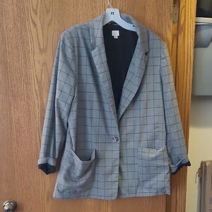 a new day Gray Window Pane Women's Blazer